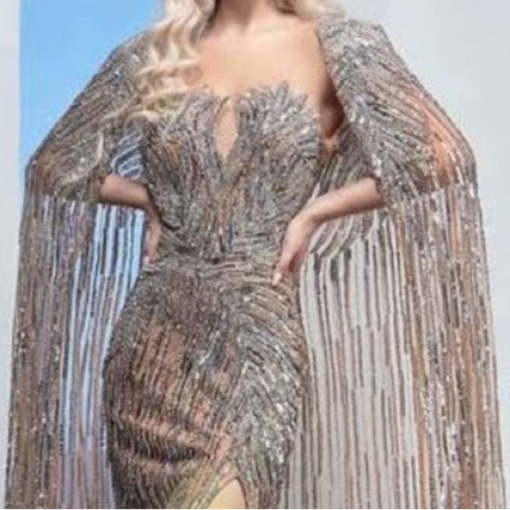 Elegant Silver Evening Gown